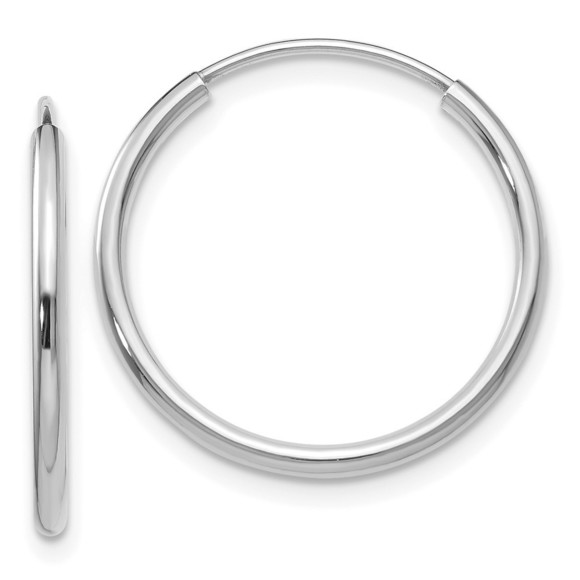 14k White Gold 1.5mm Polished Endless Hoop Earrings 17 L x 17 mm W